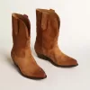 Niedrige Wish Star-Stiefel aus cognacfarbenem Wildleder mit eingearbeitetem Stern
