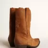 Niedrige Wish Star-Stiefel aus cognacfarbenem Wildleder mit eingearbeitetem Stern