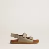 Noa Junior Sandalen aus Mikroglitter und platinfarbenem Leder