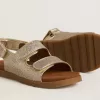 Noa Junior Sandalen aus Mikroglitter und platinfarbenem Leder