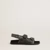 Noa Junior Sandalen aus schwarzem Leder im Used-Look