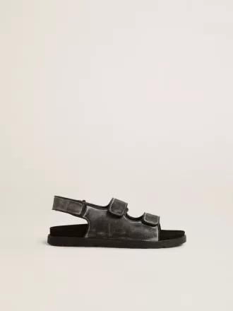 Noa Junior Sandalen aus schwarzem Leder im Used-Look