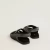 Noa Junior Sandalen aus schwarzem Leder im Used-Look