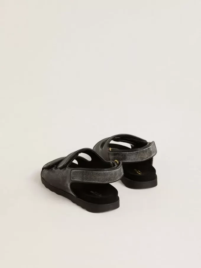 Noa Junior Sandalen aus schwarzem Leder im Used-Look