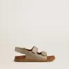 Noa Young Sandalen aus Mikroglitter und Platinleder