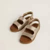 Noa Young Sandalen aus Mikroglitter und Platinleder
