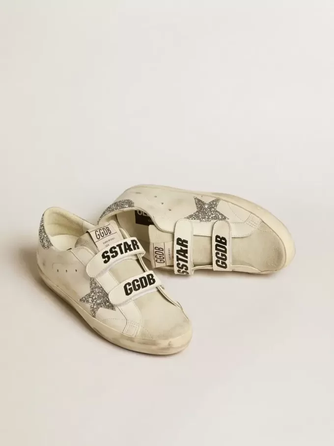 Old School für Damen mit silbernem Glitzerstern und eisgrauer Zunge aus Wildleder Old School für Damen mit silbernem Glitzerstern und eisgrauer Zunge aus Wildleder