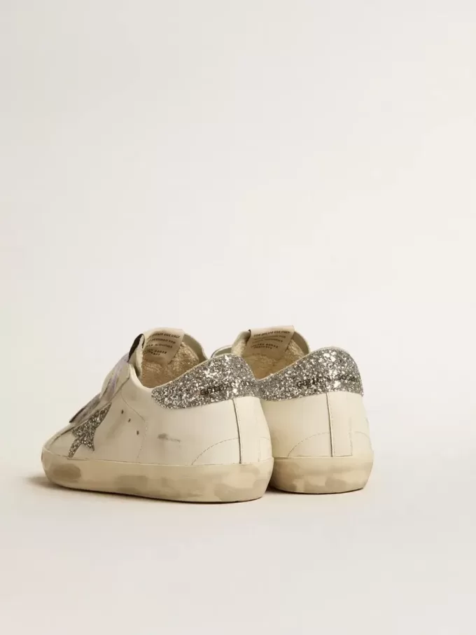 Old School für Damen mit silbernem Glitzerstern und eisgrauer Zunge aus Wildleder Old School für Damen mit silbernem Glitzerstern und eisgrauer Zunge aus Wildleder