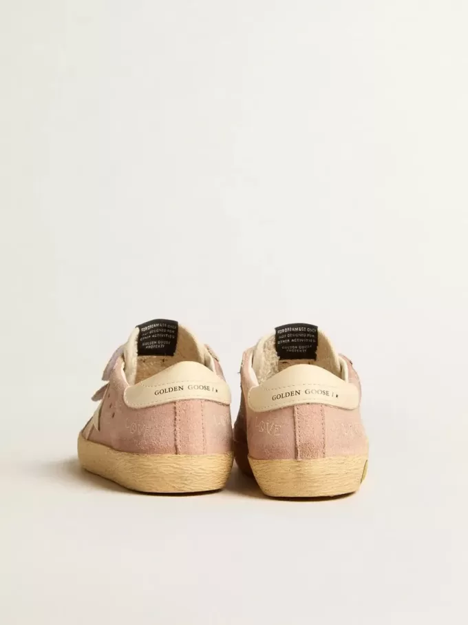 Old School Junior aus rosa Wildleder mit cremefarbenem Lederstern und Fersenlasche