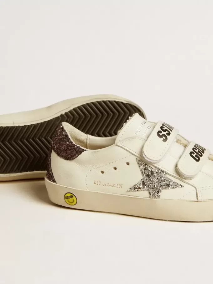 Old School Junior mit silbernem Glitzerstern und Glitzer-Fersenlasche