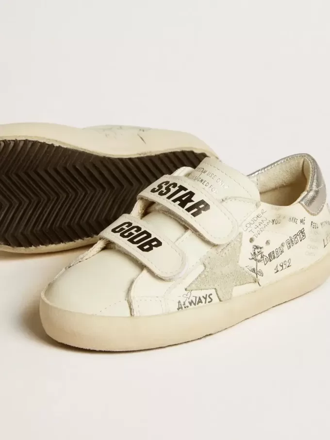Old School Junior mit Stern aus Wildleder und Fersenlasche aus Metallic-Leder Old School Junior mit Stern aus Wildleder und Fersenlasche aus Metallic-Leder