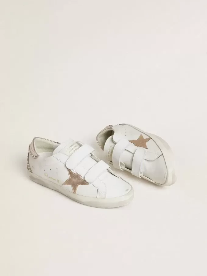 Old School LTD für Damen mit roségoldfarbenem Metallic-Lederstern und Fersenlasche Old School LTD für Damen mit roségoldfarbenem Metallic-Lederstern und Fersenlasche