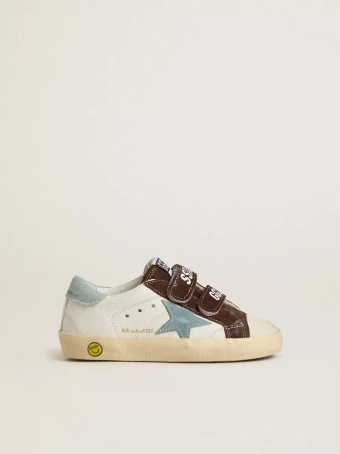 Old School Young aus Nappaleder mit hellblauem Wildlederstern und braunen Wildledereinsätzen