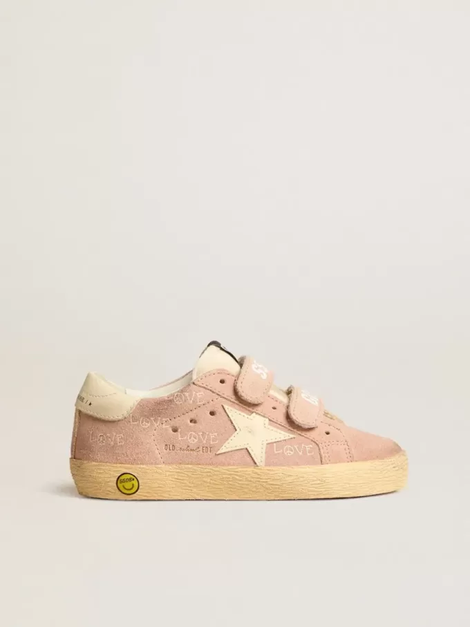 Old School Young aus rosa Wildleder mit cremefarbenem Lederstern und Fersenlasche