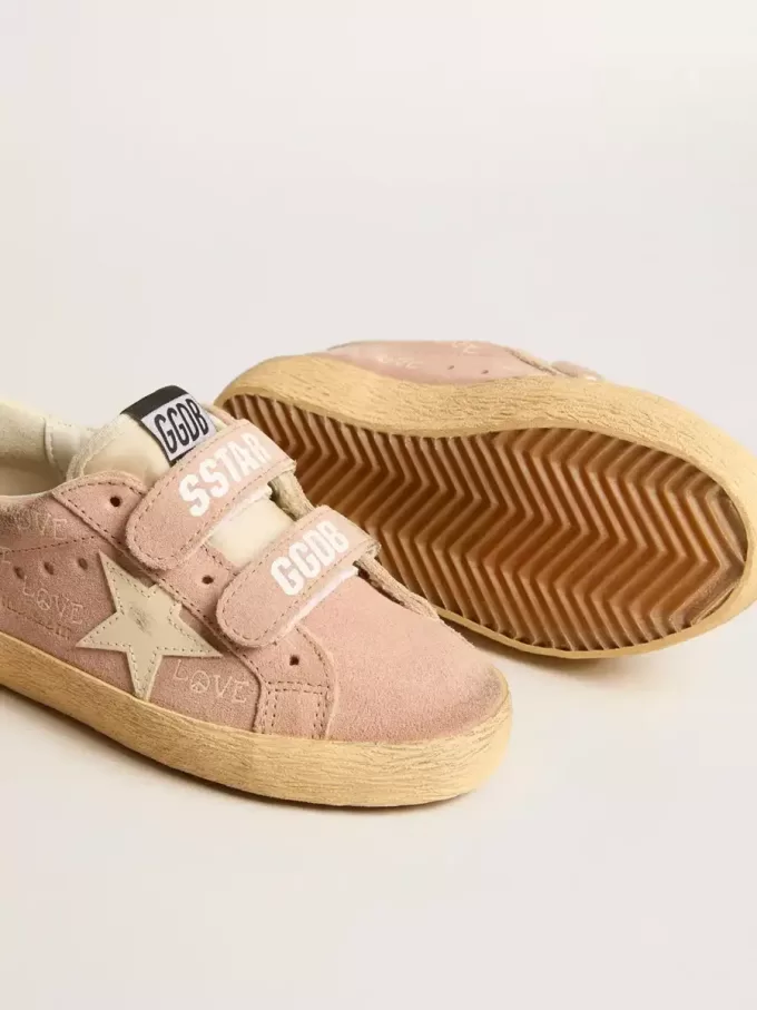 Old School Young aus rosa Wildleder mit cremefarbenem Lederstern und Fersenlasche