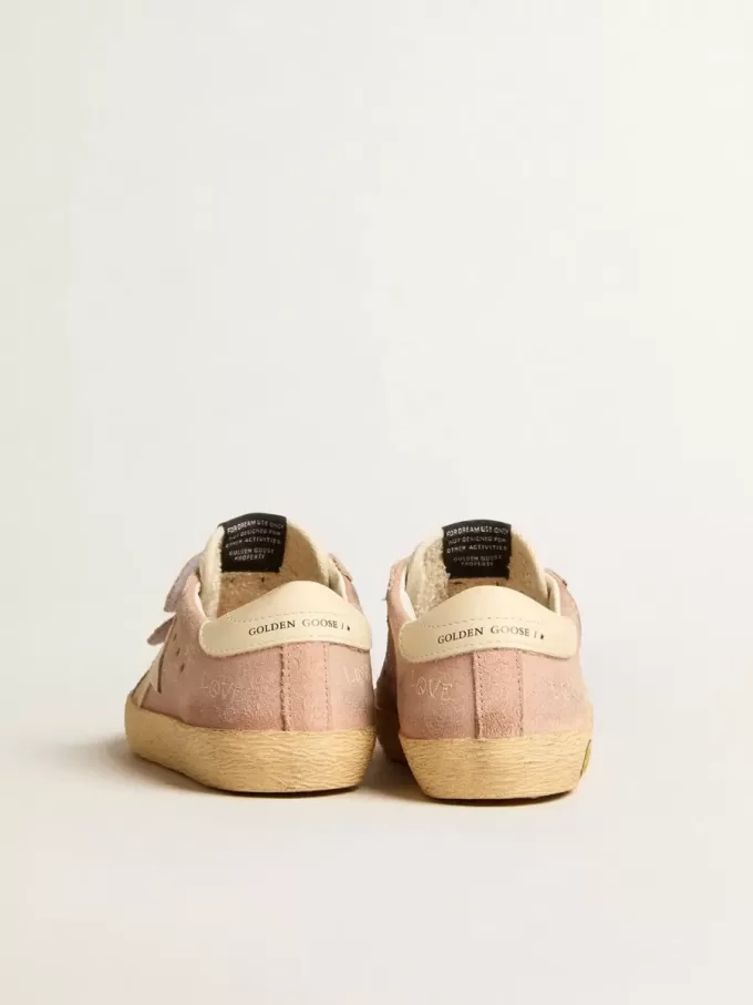 Old School Young aus rosa Wildleder mit cremefarbenem Lederstern und Fersenlasche