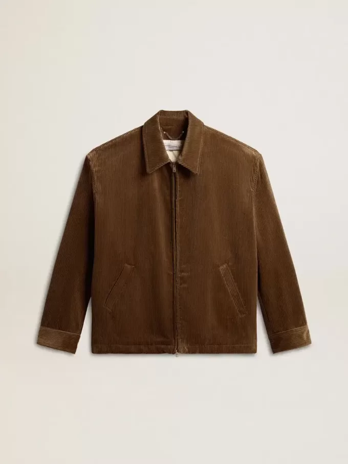 Olivgrüne Cordjacke für Herren