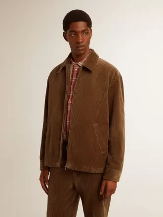 Olivgrüne Cordjacke für Herren