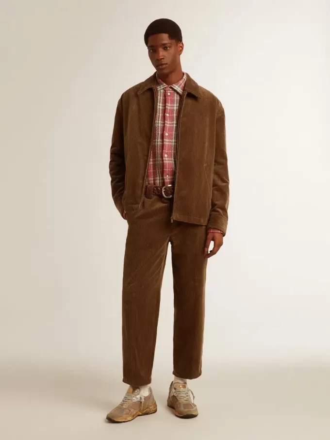 Olivgrüne Cordjacke für Herren