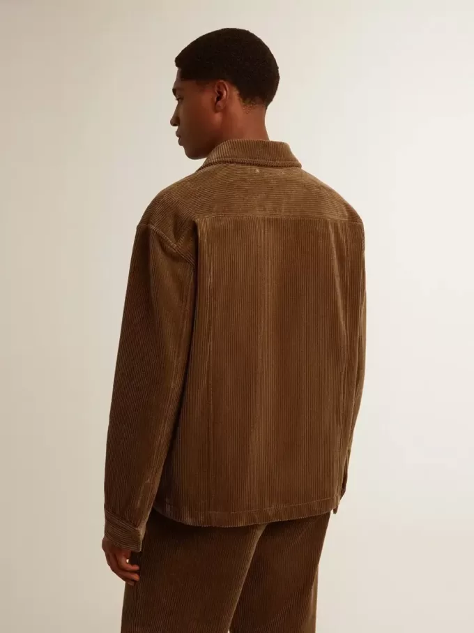 Olivgrüne Cordjacke für Herren