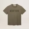 Olivgrünes Herren-T-Shirt mit goldenem Schriftzug