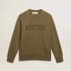 Olivgrünes Sweatshirt für Herren mit goldenem Schriftzug