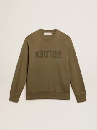 Olivgrünes Sweatshirt für Herren mit goldenem Schriftzug