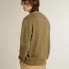 Olivgrünes Sweatshirt für Herren mit goldenem Schriftzug