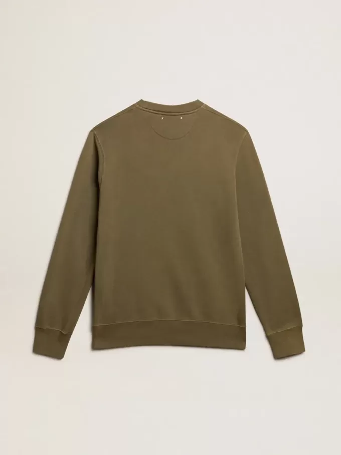 Olivgrünes Sweatshirt für Herren mit goldenem Schriftzug