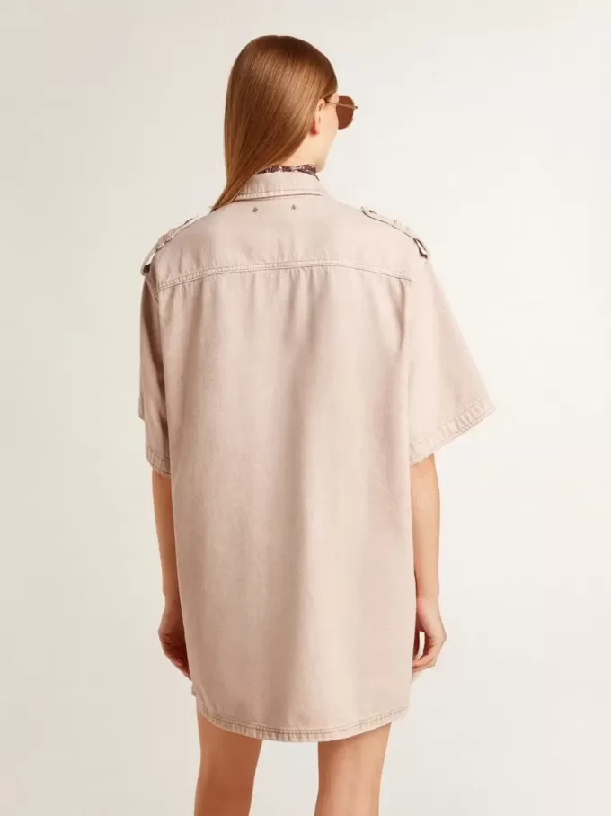 Oversized-Fit-Jeanshemd für Damen in Pink