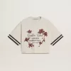Oversized-Kurz-T-Shirt für Damen aus weißem Jersey mit Stickerei und „Venezia Mediterraneo”-Print