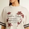 Oversized-Kurz-T-Shirt für Damen aus weißem Jersey mit Stickerei und „Venezia Mediterraneo”-Print