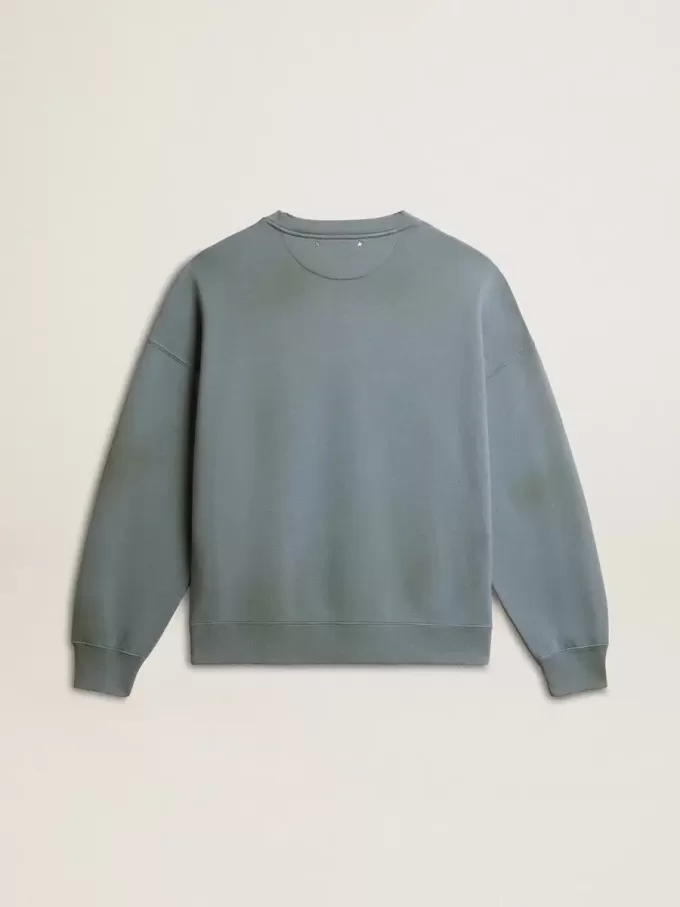Oversized-Sweatshirt in Babyblau mit Used-Look