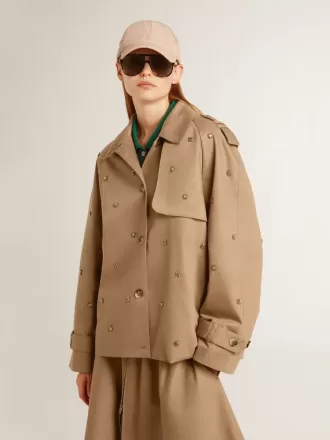 Oversized-Trenchcoat für Damen mit Kristallen