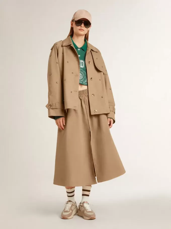 Oversized-Trenchcoat für Damen mit Kristallen