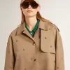 Oversized-Trenchcoat für Damen mit Kristallen
