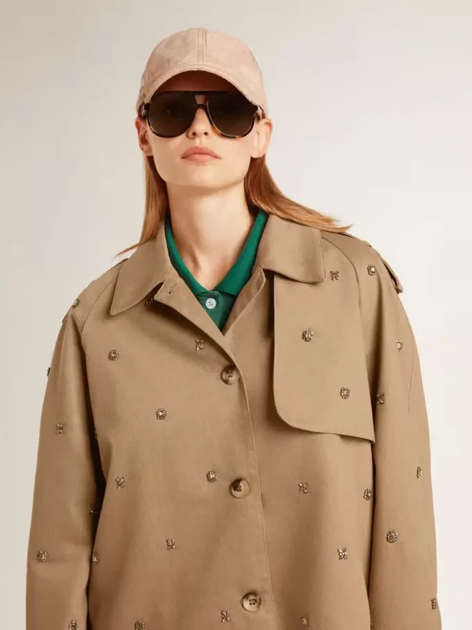 Oversized-Trenchcoat für Damen mit Kristallen