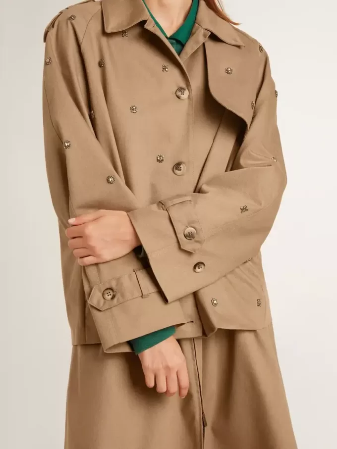 Oversized-Trenchcoat für Damen mit Kristallen