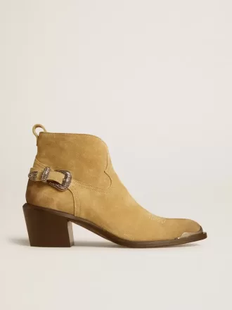 Patty Stiefeletten aus sandfarbenem gewachstem Wildleder Patty Stiefeletten aus sandfarbenem gewachstem Wildleder