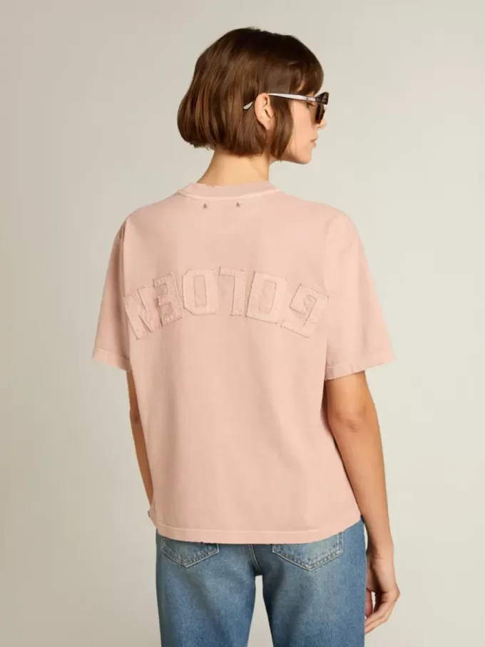 Puderrosa T-Shirt mit umgekehrtem Logo auf der Rückseite – Jersey Capsule