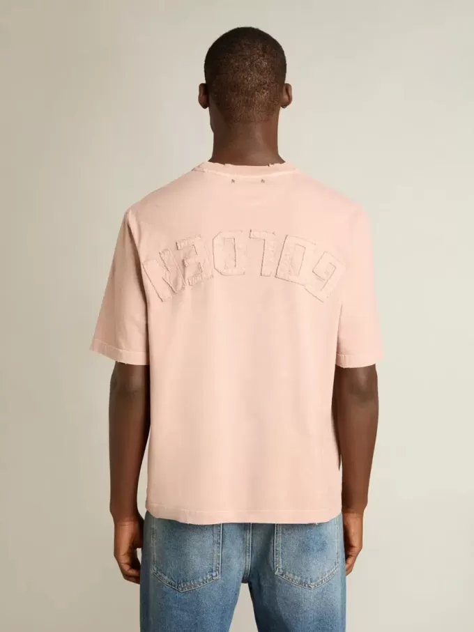 Puderrosa T-Shirt mit umgekehrtem Logo auf der Rückseite – Jersey Capsule
