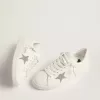 Purestar für Damen aus weißem Leder mit silbernem Swarovski-Kristallstern