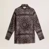 Pyjamahemd in Anthrazitgrau mit Paisley-Print Pyjamahemd in Anthrazitgrau mit Paisley-Print