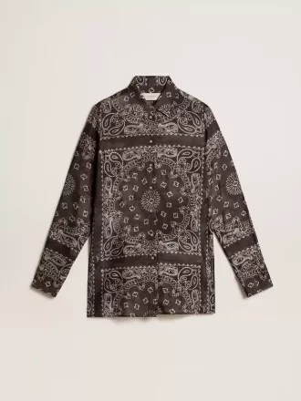 Pyjamahemd in Anthrazitgrau mit Paisley-Print