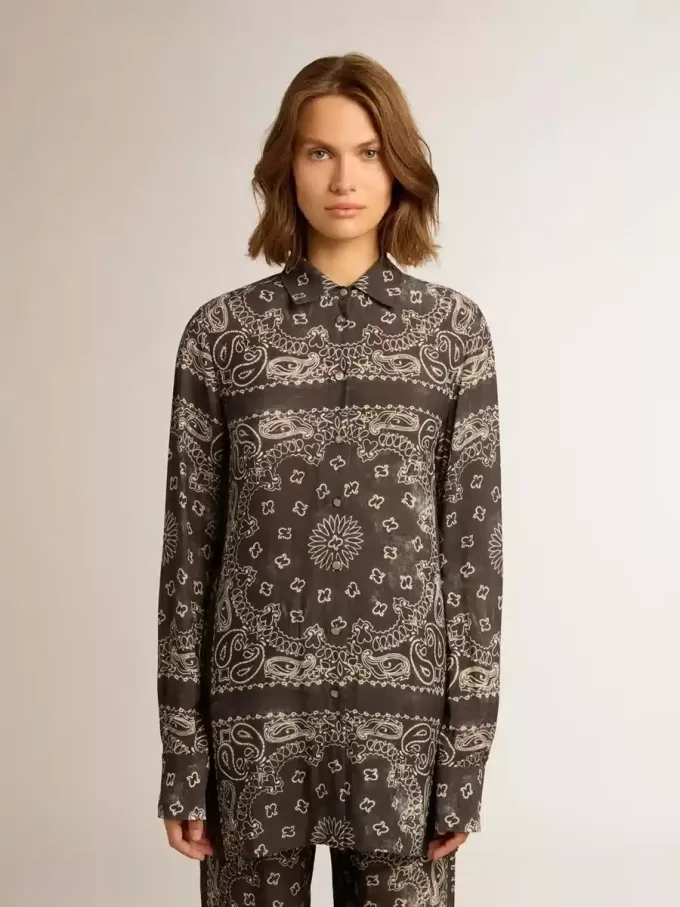 Pyjamahemd in Anthrazitgrau mit Paisley-Print Pyjamahemd in Anthrazitgrau mit Paisley-Print