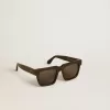 Quadratische Jamie-Sonnenbrille mit schwarzem Rahmen und goldenem Logo