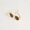 Quadratische Panthos-Sonnenbrille mit beigem Rahmen und goldenen Details