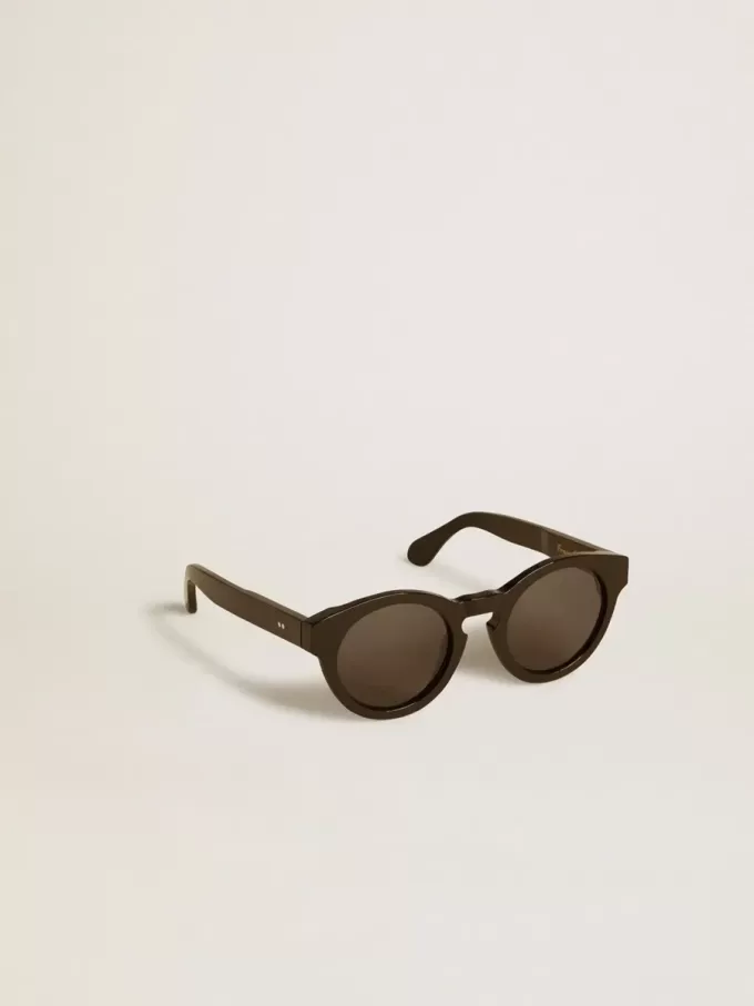 Quadratische Panthos-Sonnenbrille mit schwarzem Rahmen und Gläsern Quadratische Panthos-Sonnenbrille mit schwarzem Rahmen und Gläsern