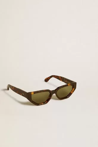 Rechteckige Sonnenbrille mit havannabraunem Rahmen Rechteckige Sonnenbrille mit havannabraunem Rahmen