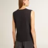 Ärmelloses T-Shirt in Used-Schwarz mit Ton-in-Ton-Gradientenstickerei